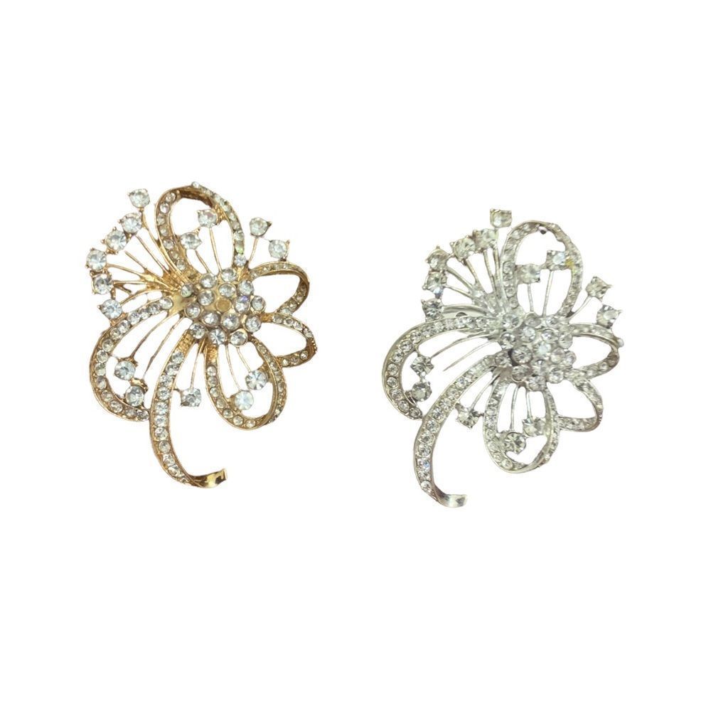Exmouth Rhinestone Crystal Brooches Set of 2
